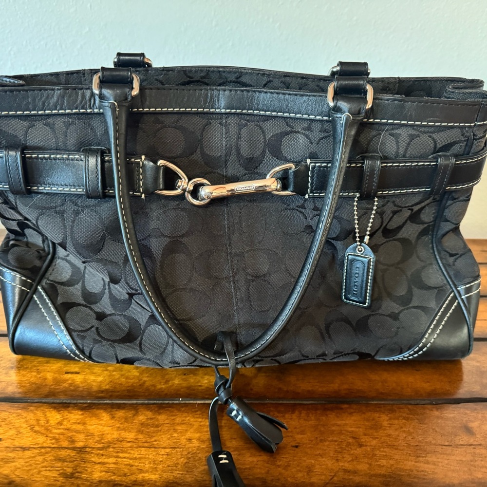 Coach Black Signature Tote